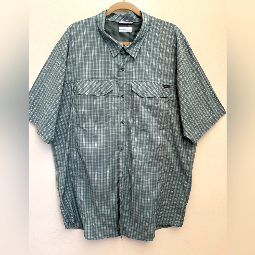 Columbia Green Casual Button Down Shirt Lightweight Cotton